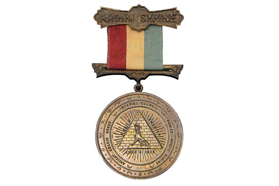 Badge from 1876 Imperial Session, on display at Shriners International Headquarters in Tampa, Florida