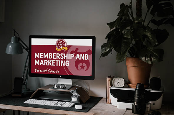 computer with Membership and Marketing Graphic