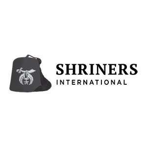 Logotipo de Shriners International horizontal en blanco y negro