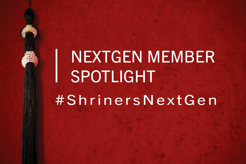 Imagen con texto que dice Member Spotlight Shriners NextGen