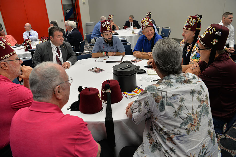 Shriners talking at round table