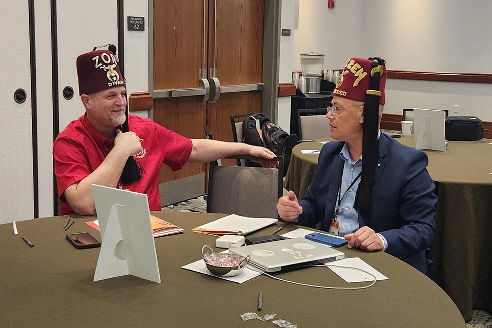 two Shriners chatting