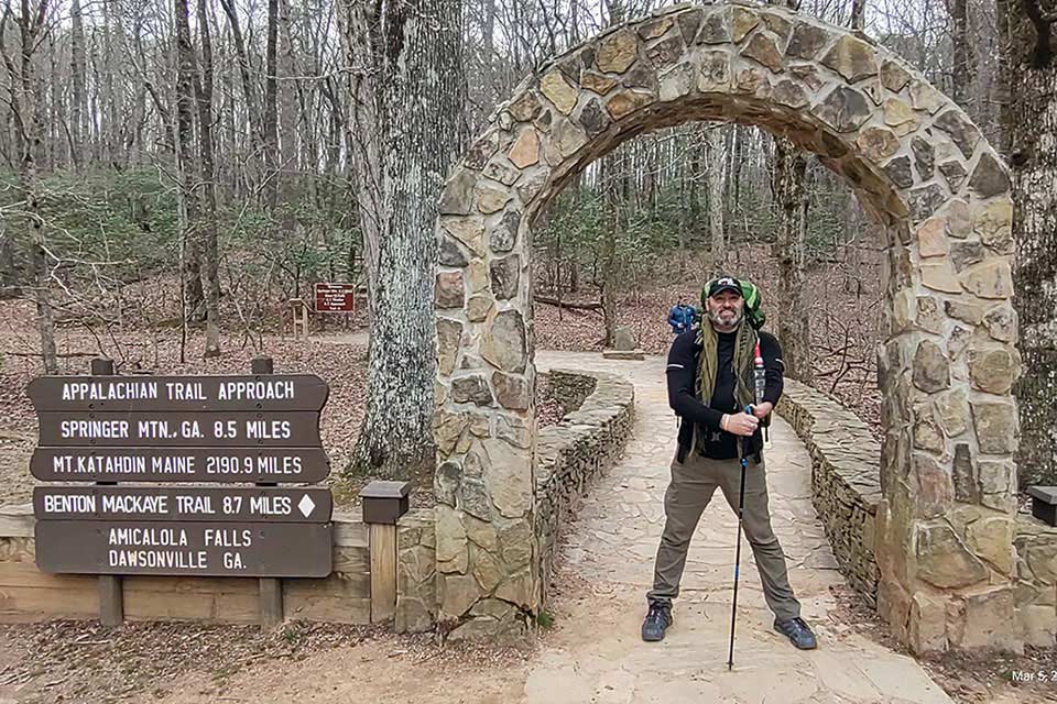 Brian at the start of the Appalachian Trail