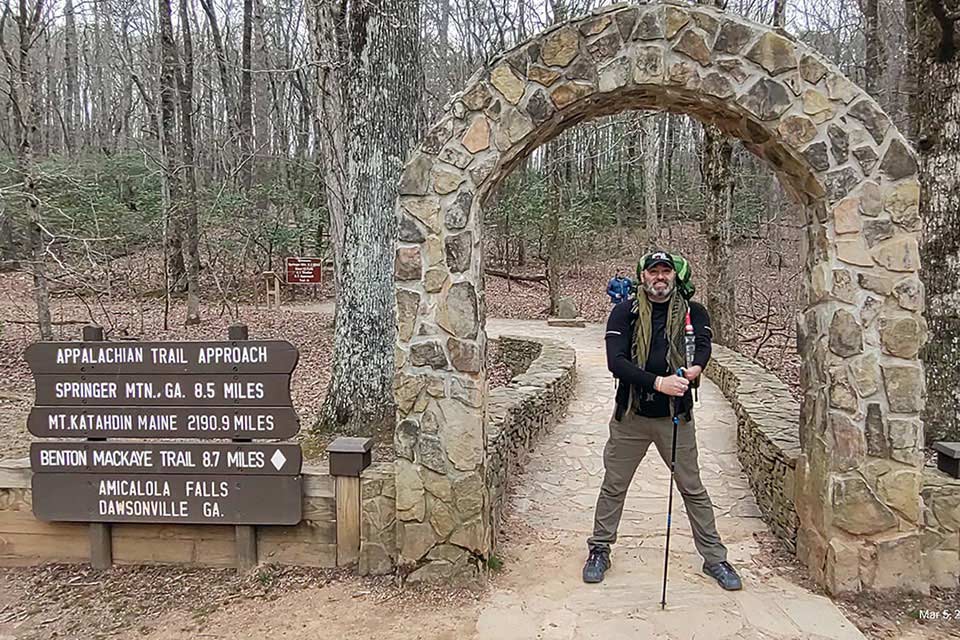 Brian al comienzo del sendero de los Apalaches