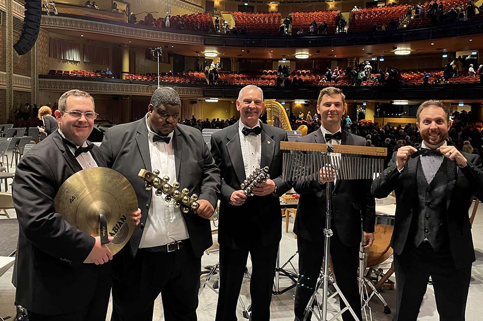 Dan with four other members of the Richmond Pops Band
